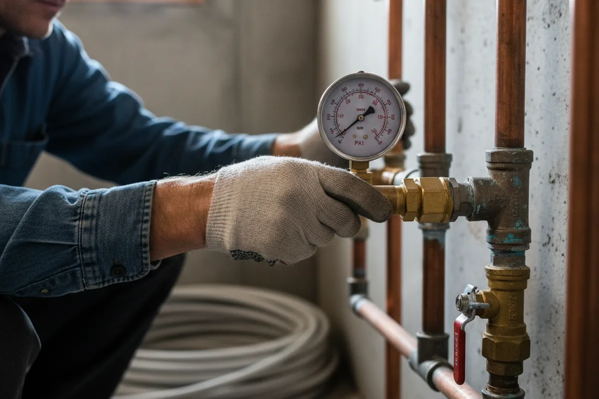 Pressure testing a repaired line during Water Line Repair in Byfield